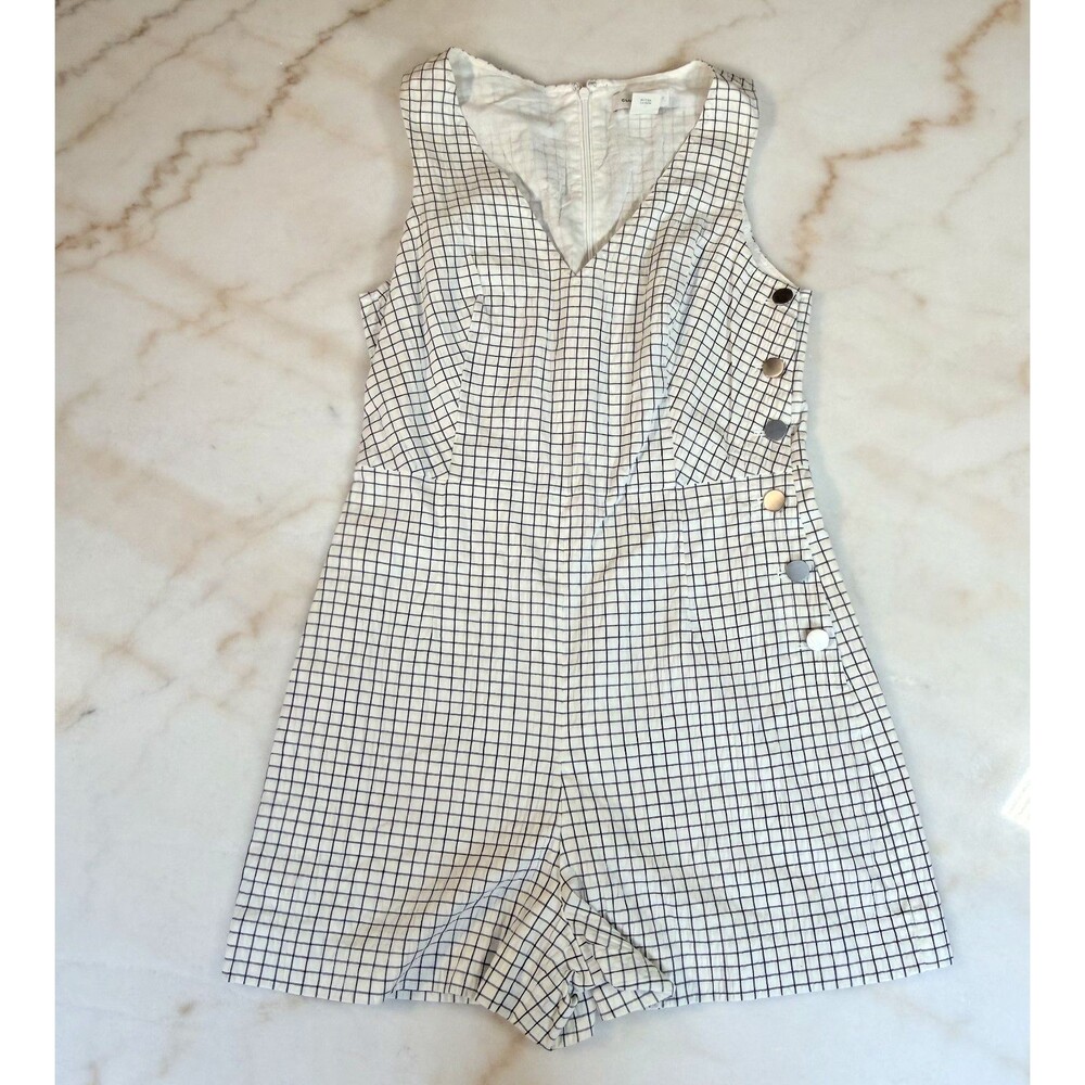 CLUB MONACO | Cotton Romper Cadhell White/Navy • Sz 4